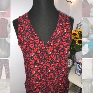 Simple Red/Floral Dress with Pockets